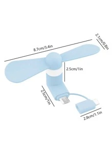 1 pieza Ventilador del teléfono unicolor de silicona androide & Type-C puerto portátil - Celeste - Ver 8