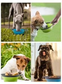 2入組寵物戶外可折疊碗,可掛在背包上,適用於戶外和室內喂食和飲用水,隨機顏色 - 彩色 - 查看 3