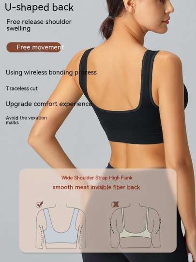 MELERIO Women Yoga Zwart Push Up Sports Bra,Seamless Bralette Mid Support Solid Underwear Pyjama No Chest Pad Breathable Sleep Vest Tank Top Nightshirt Workout Clothes Gym Accessories view 3