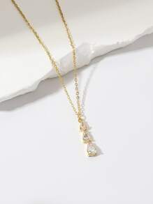 MESTILO 1 pieza Collar con colgante con forma de gota de agua, de cobre simple y de moda con circonita microincrustad, cadena asimétrica de acero de titanio con forma de candado de corazón, un regalo ideal para el Día de la Madre, la madre, el Día de la Madre o San Valentín