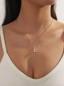 MESTILO 1 pieza Collar con colgante con forma de gota de agua, de cobre simple y de moda con circonita microincrustad, cadena asimétrica de acero de titanio con forma de candado de corazón, un regalo ideal para el Día de la Madre, la madre, el Día de la Madre o San Valentín
