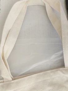 商務休閒字母圖案帆布手提袋,適用於教師禮物、女性、新手和白領工人、少女、少女、女士,大容量適用於商務/通勤/工作/辦公,節日/假期/旅遊 - 米色 - 查看 8