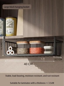 1個黑色中型掛籃,鐵製廚房收納架,不需鑽孔的掛式香料籃,適用於廚房、辦公桌、衣櫥等掛式收納架。 - 黑色 - 查看 2
