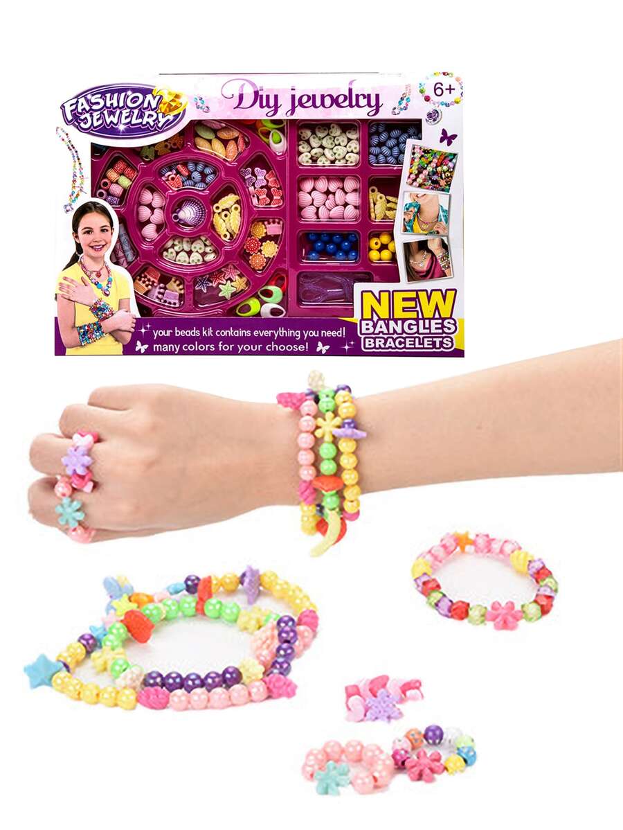 1 caja Kit de manualidades para hacer pulseras con cuentas para niños, juguete educativo y de juego de roles para niñas, juguetes para niñas, juguetes para niños, juguetes - Multicolor - Ver 1
