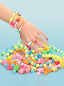 1 caja Kit de manualidades para hacer pulseras con cuentas para niños, juguete educativo y de juego de roles para niñas, juguetes para niñas, juguetes para niños, juguetes - Multicolor - Ver 2