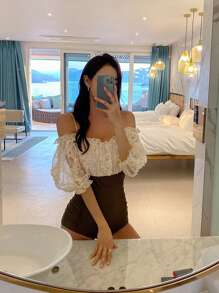 Colorblock Frill Trim One Piece Swimsuit Summer