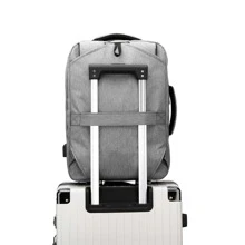 便携式商务防盗超薄笔记本电脑背包，带 USB 充电端口和防水书包电脑包，男女礼物适合 15.6 英寸笔记本电脑笔记本电脑/电脑/单肩包 Ins/Y226k 风格便携式女士/男士/女孩/男孩/女性/男性可爱防水防震/防水包轻便简约带电脑隔层大容量学校办公室女士工作通勤多功能 - 淺灰色 - 查看 9