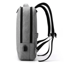 便携式商务防盗超薄笔记本电脑背包，带 USB 充电端口和防水书包电脑包，男女礼物适合 15.6 英寸笔记本电脑笔记本电脑/电脑/单肩包 Ins/Y226k 风格便携式女士/男士/女孩/男孩/女性/男性可爱防水防震/防水包轻便简约带电脑隔层大容量学校办公室女士工作通勤多功能 - 淺灰色 - 查看 2