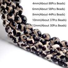 1 Strand Faceted Dzi Agates Beads For Jewelry Making Round Loose Spacer Stone DIY Bracelet Handmade 6/8/10/12 MM - Black and White - View 4