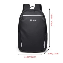 大容量旅行後背包帶字母圖案和多種功能 - 黑色 - 查看 3