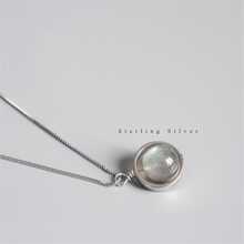 OMID Prata Esterlina 925 Ciclo Em Forma Moonstone Colar , Elegante & Estilo Simples Pedra Preciosa Bloqueio Gola Pingente Para Mulheres Acessório Presente