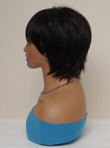 Sucré Et Mignon Court Cheveux Frange Elfe Tondu Naturel Noir Chimique Fibre Résistant À La Chaleur Perruques Femme Usage Quotidien Mode Perruques Naturel Cheveux - Noir - Voir 6