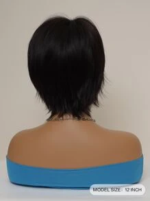 Sucré Et Mignon Court Cheveux Frange Elfe Tondu Naturel Noir Chimique Fibre Résistant À La Chaleur Perruques Femme Usage Quotidien Mode Perruques Naturel Cheveux - Noir - Voir 3