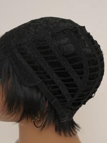 Sucré Et Mignon Court Cheveux Frange Elfe Tondu Naturel Noir Chimique Fibre Résistant À La Chaleur Perruques Femme Usage Quotidien Mode Perruques Naturel Cheveux - Noir - Voir 10