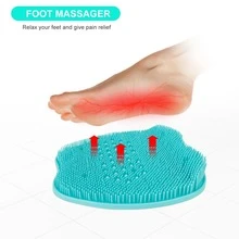 KIPOZI Shower Foot Scrubber And Massager Foot Scrubber In Shower Suction Foot Scrubber Cleaner And Massager Mat Improves Circulation - 藍色 - 查看 3