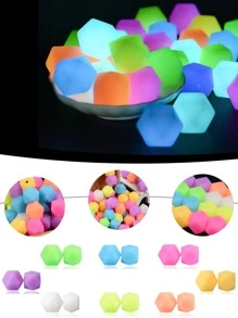 48 chiếc Silicone Hạt Sáng Kẹo Màu sắc Hạt 14mm 17mm Đa giác Nhiều loại Hạt DIY Làm đồ trang sức - Nhiều màu - Xem 5