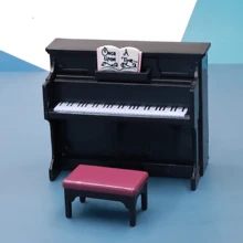 1入組微型家具鋼琴樂器模型裝飾玩具，送給孩子，尤其是女孩可愛禮物 - 黑色 - 查看 1