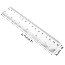 個 15 公分塑膠尺，透明尺，直型塑膠尺，直式測量工具尺，透明透明尺，公制和英制刻度尺，適用於學校辦公室家庭 - 無色 - 查看 3