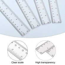 個 15 公分塑膠尺，透明尺，直型塑膠尺，直式測量工具尺，透明透明尺，公制和英制刻度尺，適用於學校辦公室家庭 - 無色 - 查看 4