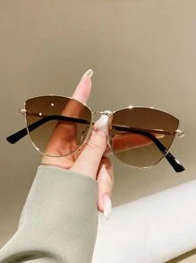 1pc Women's Metal Cat Eye Frame Fashion Glasses Elegant Shades Beach Accessories Beach Accessories For Women Glasses Shades Basics Fall Winter Women Outfits Clothes Business Casual Gifts For Summer Beach Vacation,Outdoor,Travel - Ombre - View 1