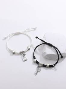 1对可调节磁吸手链，可爱清新编织友谊手链，送给男朋友、女朋友、同学的礼物