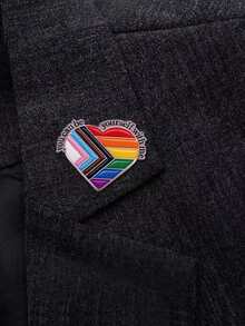 1 Ghim cài áo tráng men Pride, Trâm cài áo hình trái tim màu cầu vồng miễn phí, Quà tặng trang sức ghim cài áo - Bạc - Xem 2