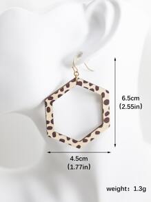 hexágono geométrico Astillas de madera Pendientes - Marrón - Ver 4