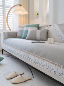 1 chiếc đệm ghế sofa mùa hè mát mẻ, phong cách hiện đại tối giản, chống trầy xước, thoáng khí, chống trơn trượt và chống bụi bẩn từ vật nuôi, phù hợp với ghế sofa hình chữ L và ghế sofa 1/2/3/4 chỗ ngồi - Màu Xám nhạt - Xem 1
