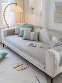 1 chiếc đệm ghế sofa mùa hè mát mẻ, phong cách hiện đại tối giản, chống trầy xước, thoáng khí, chống trơn trượt và chống bụi bẩn từ vật nuôi, phù hợp với ghế sofa hình chữ L và ghế sofa 1/2/3/4 chỗ ngồi - Màu Xám nhạt - Xem 4