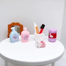 7pcs/Set Miniature Bathroom Accessories - Toothbrush, Toothpaste, Towel, Shampoo, Etc. Random Style And Color Best Gifts Birthday - Multicolor - View 3