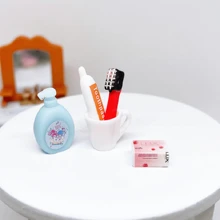 7pcs/Set Miniature Bathroom Accessories - Toothbrush, Toothpaste, Towel, Shampoo, Etc. Random Style And Color Best Gifts Birthday - Multicolor - View 2
