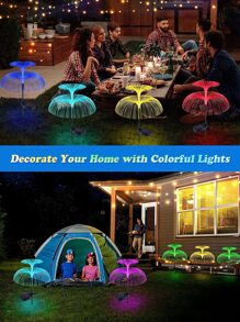 1入組/2入組太陽纖維視覺水母雙層水母戶外花園山水裝飾用品草坪燈