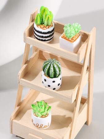 1pc Potted Indoor Desk Miniature Succulent Plant Cactus With Ecosystem Bottle For Diy Decoration