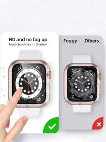 Hard Pc + Tempered Glass Full Coverage Shockproof Sandblasted Protective Case Compatible With Apple Watch - Multicolor - View 5