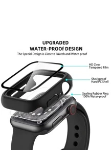 Hard Pc + Tempered Glass Full Coverage Shockproof Sandblasted Protective Case Compatible With Apple Watch - Multicolor - View 4