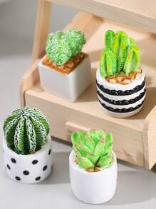 1入組盆栽仙人掌植物微型景觀玻璃容器DIY裝飾適合室內桌面展示 - 彩色 - 查看 3