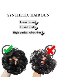 6 "Messy Bun Bun Hair Curls Synthetic Wavy Bun Ponytail Hair Extensions Thick Updo Bun Women Girls, Pale Grayish Brown And Bleached Blonde - Gold - View 4