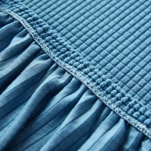1pc Solid Color Simple Design Corn Kernels Plush Elastic Sofa Seat Cover For All Seasons - Blue - View 10