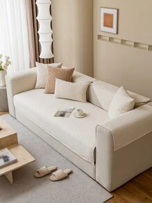 1入組雪尼爾防水障礙壓花沙發墊適用於四季,現代風格,防刮,透氣,防滑沙發套,,可用適用於L形沙發和1/2/3/4座位沙發(個別) - 米色 - 查看 4