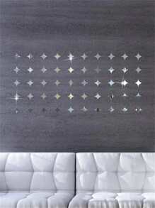 50pcs/Set Shiny Star Acrylic Mirror Wall Stickers, 10pcs Oval Water Drop Leaf Design, Self-Adhesive Removable Reusable, Suitable For Living Room, Bedroom, Kitchen, Dorm, Bathroom Decor, Restaurant, Wall Decor, Room Decor, Wall Mirror, Bathroom Decor, Living Room Decor - Silver - View 4