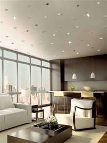 50pcs/Set Shiny Star Acrylic Mirror Wall Stickers, 10pcs Oval Water Drop Leaf Design, Self-Adhesive Removable Reusable, Suitable For Living Room, Bedroom, Kitchen, Dorm, Bathroom Decor, Restaurant, Wall Decor, Room Decor, Wall Mirror, Bathroom Decor, Living Room Decor - Silver - View 2