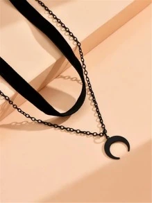 1 Miếng Thời trang Hợp kim kẽm Mặt dây chuyền mặt trăng Dây chuyền Đối với phụ nữ Để Trang Trí Hàng Ngày - màu đen - Xem 3