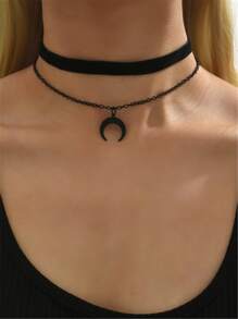 1 Miếng Thời trang Hợp kim kẽm Mặt dây chuyền mặt trăng Dây chuyền Đối với phụ nữ Để Trang Trí Hàng Ngày - màu đen - Xem 1