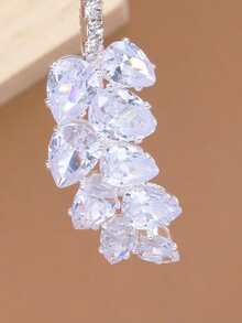 1pc Rhinestone Embellished Leaf Shaped Open Choker Necklace - Silver - View 4