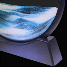 casa sala de estar redondo de vidrio artesanía Adorno , escritorio de oficina circular arena arte 3d reloj de arena Decoración con moviente arena - Azul - Ver 8