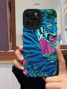 Tiger & Flower Pattern Phone Case - Multicolor - View 1