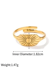 Uworld 1 Miếng Cổ điển Đơn giản Vintage mặt trời Hình vuông Rộng Thép không gỉ Nhẫn NỮ Xếp chồng Đồ trang trí - Vàng - Xem 7