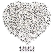 100入組亞克力白色底座黑色乾淨洞繪畫油數字象徵珠子手環項鍊耳環鑰匙鏈手機鏈條夏天度假海灘腳錬珠子串珠首飾配件派對禮物 - 黑與白 - 查看 2