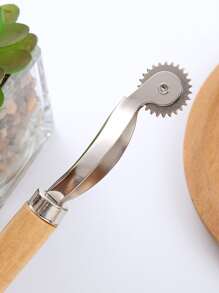 Wooden Handle All Steel Toothed Scoring Wheel - Silver - View 1