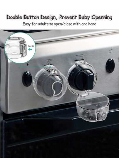 5pcs Clear View Heat Resistant Child Proof Stove Knob Covers, Children Kitchen Guard Stove Oven Lock Baby Shower Family Decorations Gifts